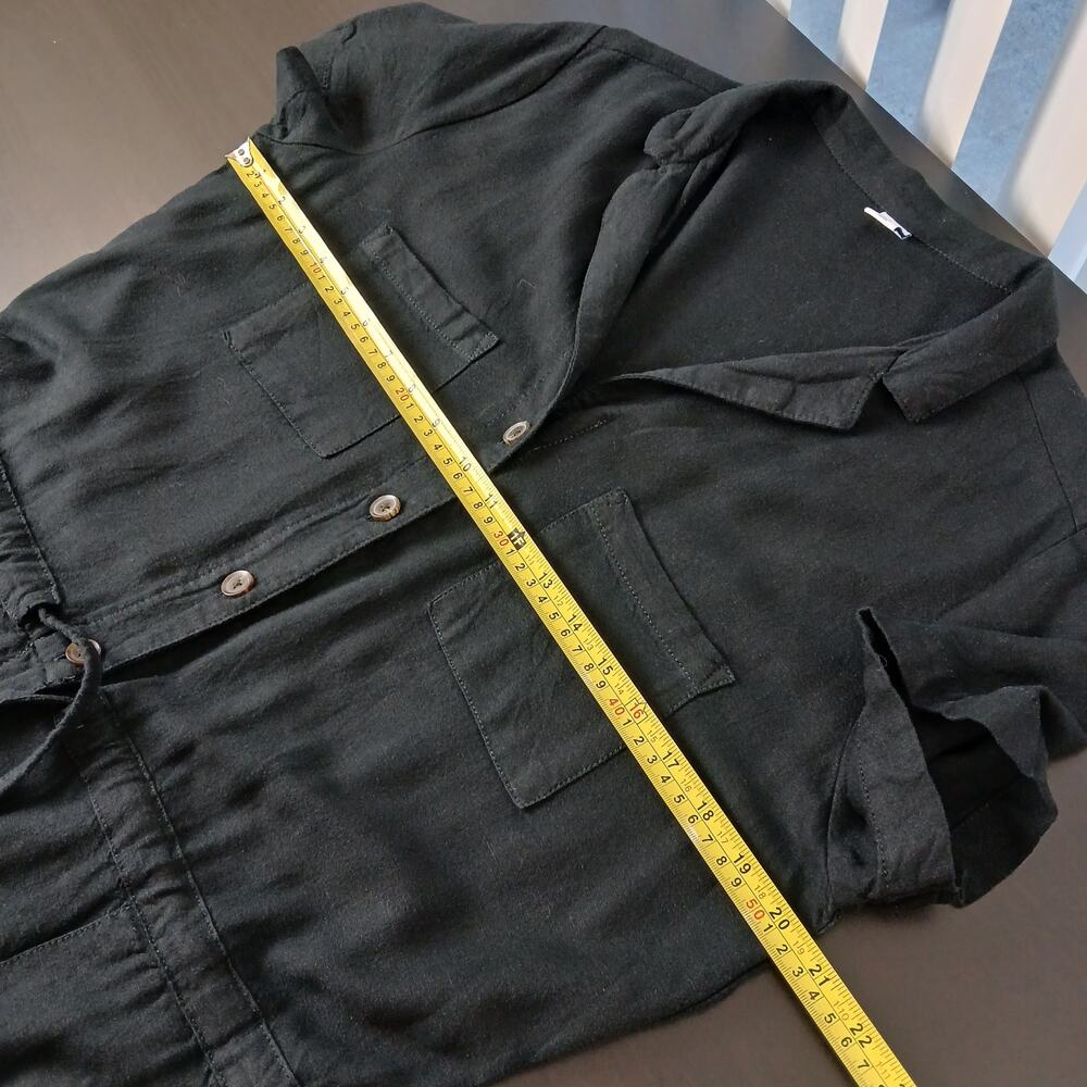Old Navy Waist Defined Utility Jumpsuit L Tall black linen-blend pockets SSlv - Picture 11 of 16